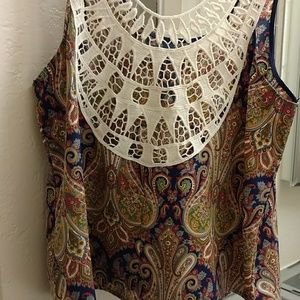 Anthropologie Sage Crochet paisley tank